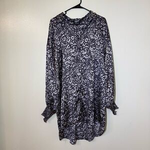 Mittoshop Charcoal Animal Print Long Sleeve‎ Dress